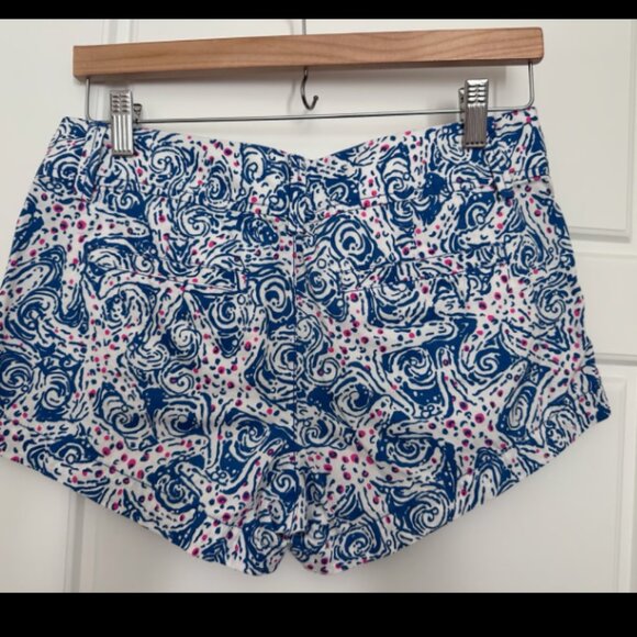 Lilly Pulitzer Walsh Shorts Size 2 Indigo Star Crush Starfish Blue Beach - Picture 2 of 4